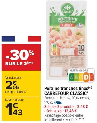 Carrefour Carrefour classic' poitrine tranches fines offre