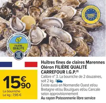 Carrefour Filière qualité carrefour huîtres fines de claires marennes oléron i.g.p. offre