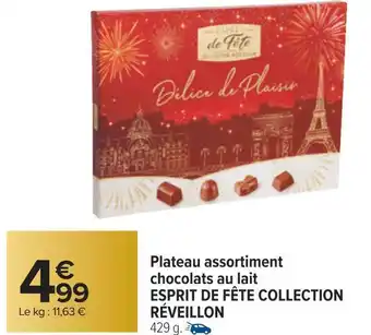 Carrefour Réveillon plateau assortiment chocolats au lait esprit de fête collection offre
