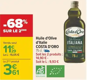 Carrefour Costa d'oro huile d'olive d'italie offre