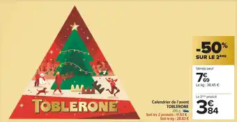 Carrefour Toblerone calendrier de l'avent offre