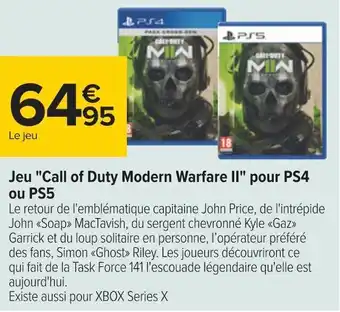 Carrefour Jeu "call of duty modern warfare ii" pour ps4 ou ps5 offre