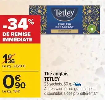 Carrefour Tetley thé anglais offre