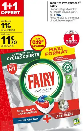 Carrefour Market Fairy tablettes lave-vaisselle offre