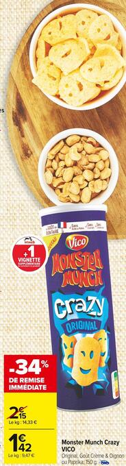 Carrefour Market Vico monster munch crazy offre