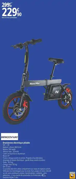 Carrefour Market Moovway draisienne électrique pliable offre