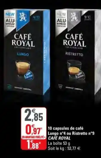 G20 10 capsules de Café Lungo offre