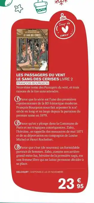 Les passagers du vent le sang de cerises livre 2 françois bourgeon
