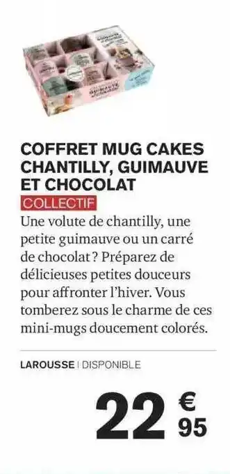 Carrefour Coffret mug cakes chantilly, guimauve et chocolat collectif offre