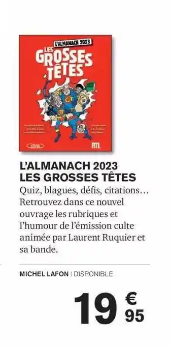 Carrefour L'almanach 2023 les grosses têtes michel lafon offre