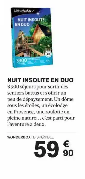 Carrefour Nuit insolite en duo offre