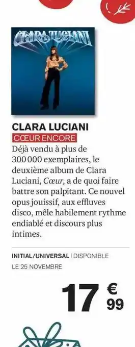 Carrefour Clara luciani cœur encore offre