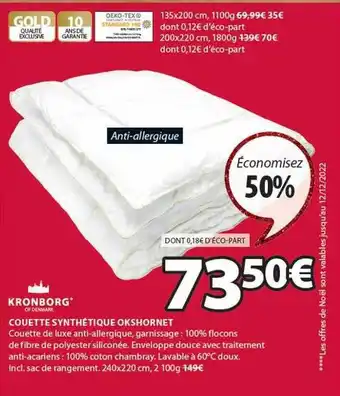 JYSK Kronborg couette synthétique okshornet offre