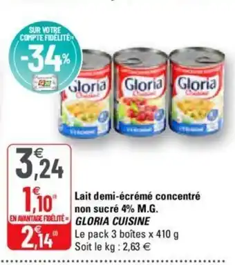 G20 Lait demi-écrémé concentré non sucre offre