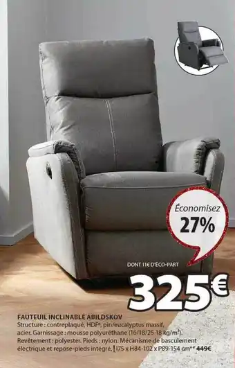 JYSK Fauteuil inclinable abildskov offre