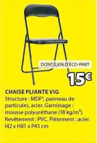 JYSK Chaise pliante vig offre