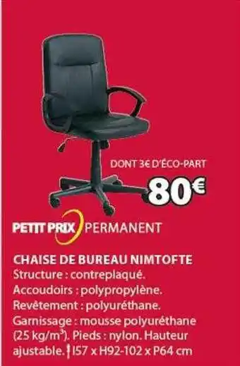 JYSK Chaise de bureau nimtofte offre