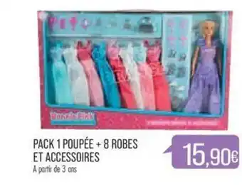 Match Pack 1 poupée + 8 robes et accessoires offre