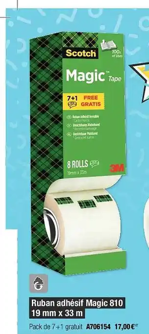Plein ciel Ruban adhésif magic 810 19 mm x 33 m scotch offre