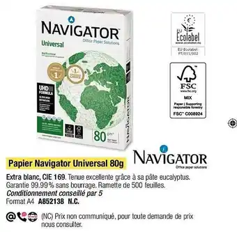 Plein ciel Papier navigator universal 80 g offre