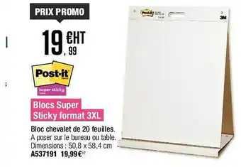 Plein ciel Blocs super sticky format 3xl post-it offre
