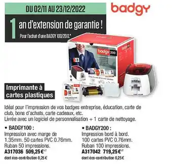 Plein ciel Imprimante à cartes plastiques badgy offre
