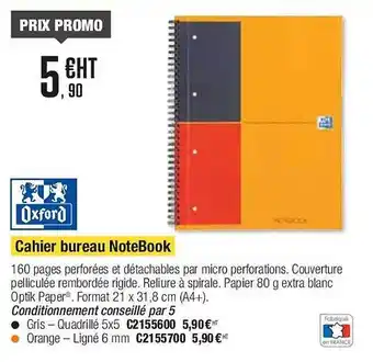 Plein ciel Cahier bureau notebook oxford offre