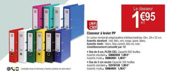 Plein ciel Classeur à levier pp offre