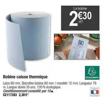 Plein ciel Bobine caisse thermique exacompta offre
