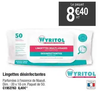 Plein ciel Lingettes désinfectantes wyritol offre