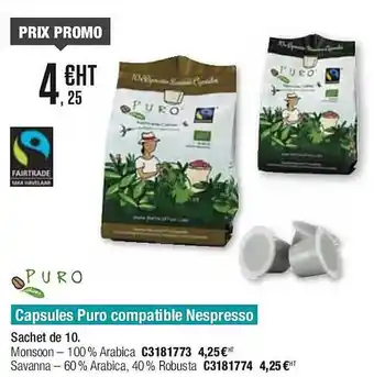 Capsules puro compatible nespresso