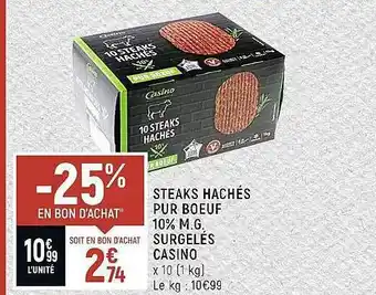 Spar Steaks hachés pur bœuf 10% m.g. surgelés casino offre