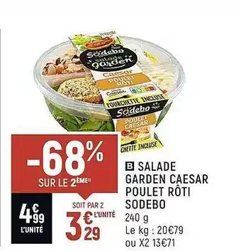 Spar Salade garden caesar poulet rôti sodebo offre