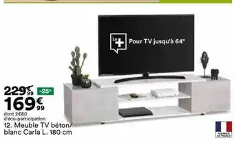 Meuble tv béton blanc carla l. 180cm