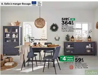 BUT Buffet 2 portes vitrées 1 porte pleine chaise diane offre