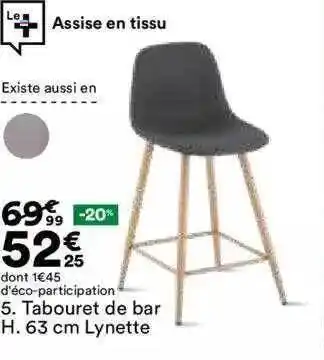BUT Tabouret de bar h. 63cm lynette offre