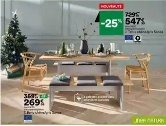 BUT Banc chêne gris sonos table chêne gris sonos linea natura offre