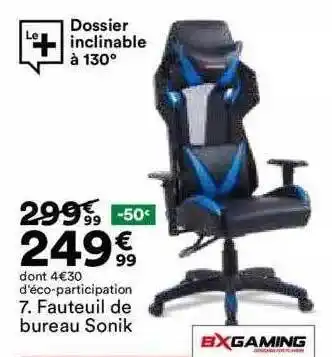 BUT Fautreuil de bureau sonik bxgaming offre