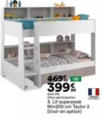 BUT Lit superposé 90x200cm taylor 2 offre