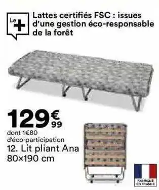 BUT Lit pliant ana 80x190 cm offre