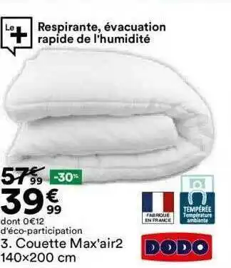 BUT Couette max'air2 dodo offre