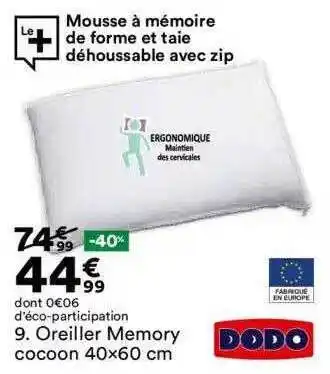 BUT Oreiller memory cocoon dodo offre
