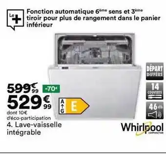 BUT Lave-vaisselle intégrable whirlpool offre