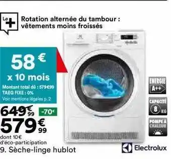 BUT Sèche-linge hublot electrolux offre