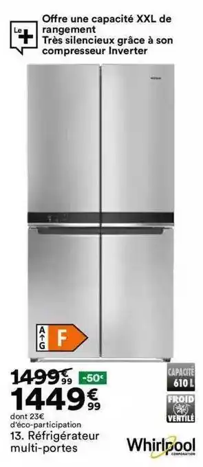 Réfrigérateur multi-portes whirlpool
