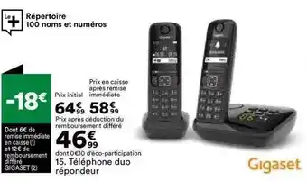 Téléphone duo répondeur gigaset