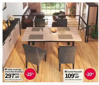 Table rectangle extensible brooklyn chaise maxwell