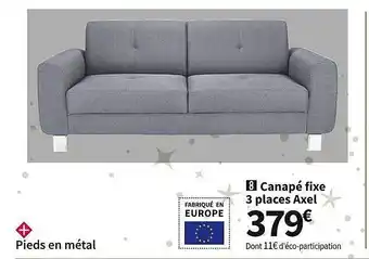 Conforama Canapé fixe 3 places axel offre