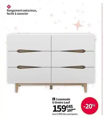Conforama Commode 6 tiroirs leaf offre