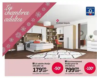 Conforama Lit adulte modjo 140x190 cm environnement modjo pour lit 140 160cm offre